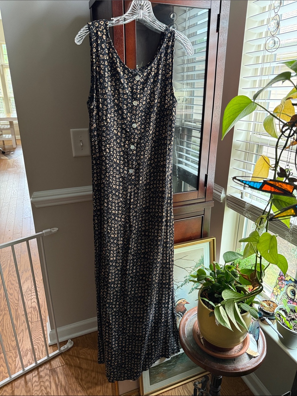 Black and brown Floral Button back maxi dress